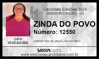 Candidato ZINDA DO POVO 2024 - SENADOR CANEDO - Eleições