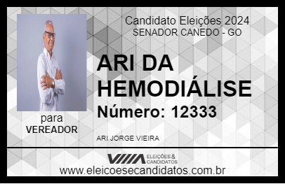 Candidato ARI DA HEMODIÁLISE 2024 - SENADOR CANEDO - Eleições