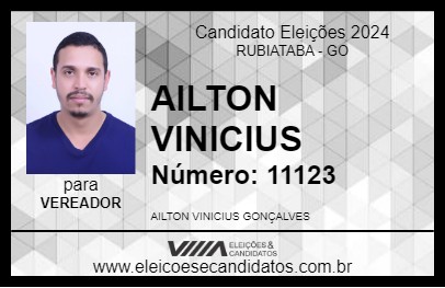 Candidato AILTON VINICIUS 2024 - RUBIATABA - Eleições