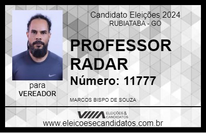 Candidato PROFESSOR RADAR 2024 - RUBIATABA - Eleições