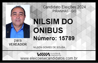 Candidato NILSIM DO ONIBUS 2024 - PIRANHAS - Eleições