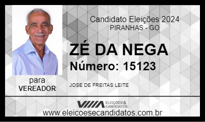 Candidato ZÉ DA NEGA 2024 - PIRANHAS - Eleições