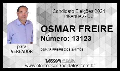 Candidato OSMAR FREIRE 2024 - PIRANHAS - Eleições