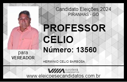 Candidato PROFESSOR CELIO 2024 - PIRANHAS - Eleições