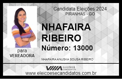 Candidato NHAFAIRA RIBEIRO 2024 - PIRANHAS - Eleições