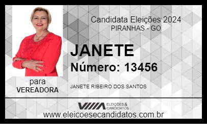 Candidato JANETE 2024 - PIRANHAS - Eleições