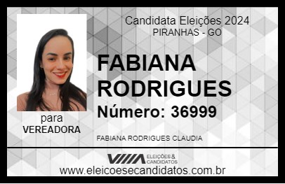 Candidato FABIANA RODRIGUES 2024 - PIRANHAS - Eleições