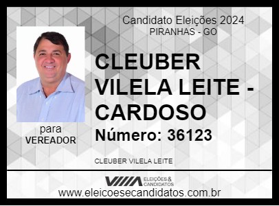 Candidato CLEUBER VILELA LEITE - CARDOSO 2024 - PIRANHAS - Eleições