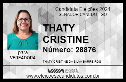 Candidato THATY CRISTINE 2024 - SENADOR CANEDO - Eleições