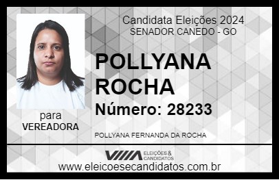 Candidato POLLYANA ROCHA 2024 - SENADOR CANEDO - Eleições