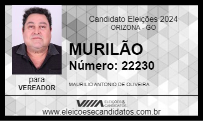 Candidato MURILÃO 2024 - ORIZONA - Eleições