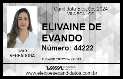 Candidato ELIVAINE DE EVANDO 2024 - VILA BOA - Eleições