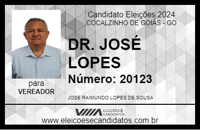 Candidato DR. JOSÉ LOPES 2024 - COCALZINHO DE GOIÁS - Eleições