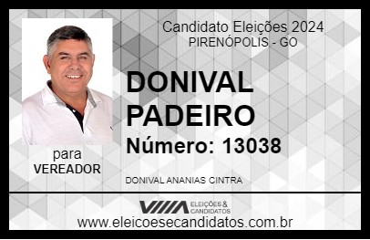 Candidato DONIVAL PADEIRO 2024 - PIRENÓPOLIS - Eleições