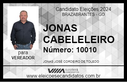 Candidato JONAS CABELELEIRO 2024 - BRAZABRANTES - Eleições