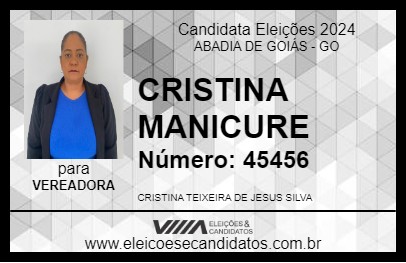 Candidato CRISTINA MANICURE 2024 - ABADIA DE GOIÁS - Eleições