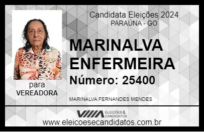 Candidato MARINALVA ENFERMEIRA 2024 - PARAÚNA - Eleições