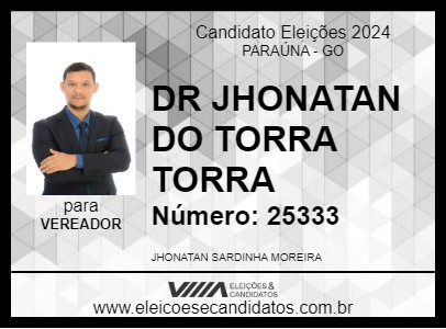 Candidato DR JHONATAN DO TORRA TORRA 2024 - PARAÚNA - Eleições