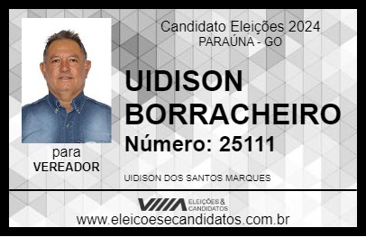 Candidato UIDISON BORRACHEIRO 2024 - PARAÚNA - Eleições