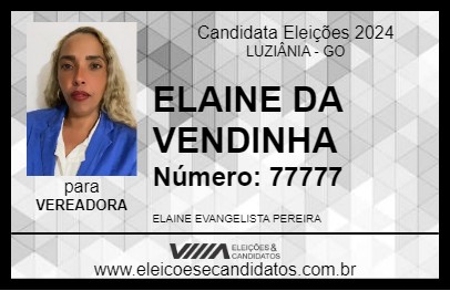 Candidato ELAINE DA VENDINHA 2024 - LUZIÂNIA - Eleições