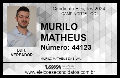 Candidato MURILO MATHEUS 2024 - CAMPINORTE - Eleições