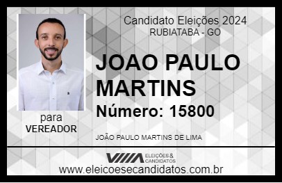 Candidato JOAO PAULO MARTINS 2024 - RUBIATABA - Eleições