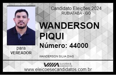 Candidato WANDERSON PIQUI 2024 - RUBIATABA - Eleições