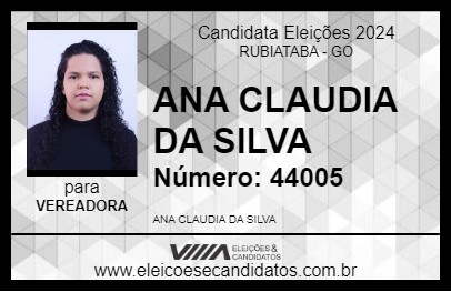 Candidato ANA CLAUDIA DA SILVA 2024 - RUBIATABA - Eleições