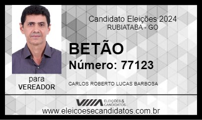 Candidato BETÃO 2024 - RUBIATABA - Eleições