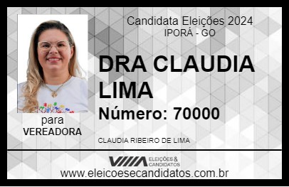 Candidato DRA CLAUDIA LIMA 2024 - IPORÁ - Eleições