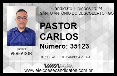 Candidato PASTOR CARLOS 2024 - SANTO ANTÔNIO DO DESCOBERTO - Eleições