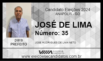 Candidato JOSÉ DE LIMA 2024 - ANÁPOLIS - Eleições