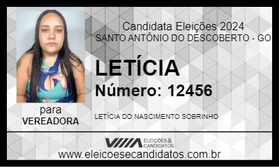 Candidato LETÍCIA 2024 - SANTO ANTÔNIO DO DESCOBERTO - Eleições