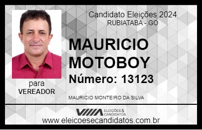 Candidato MAURICIO MOTOBOY 2024 - RUBIATABA - Eleições