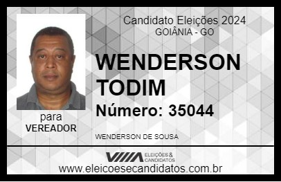 Candidato WENDERSON TODIM 2024 - GOIÂNIA - Eleições