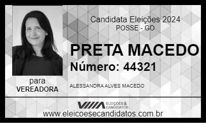 Candidato PRETA MACEDO 2024 - POSSE - Eleições