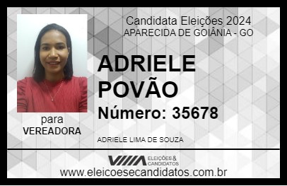 Candidato ADRIELE POVÃO 2024 - APARECIDA DE GOIÂNIA - Eleições