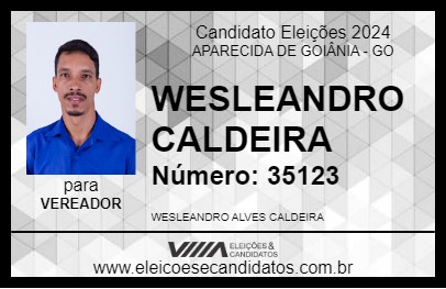 Candidato WESLEANDRO CALDEIRA  2024 - APARECIDA DE GOIÂNIA - Eleições