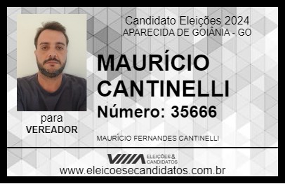 Candidato MAURÍCIO CANTINELLI 2024 - APARECIDA DE GOIÂNIA - Eleições