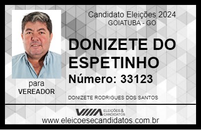 Candidato DONIZETE DO ESPETINHO 2024 - GOIATUBA - Eleições