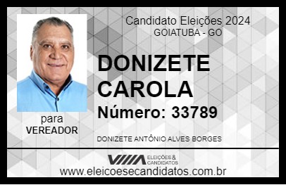 Candidato DONIZETE CAROLA 2024 - GOIATUBA - Eleições