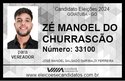 Candidato ZÉ MANOEL DO CHURRASCÃO 2024 - GOIATUBA - Eleições