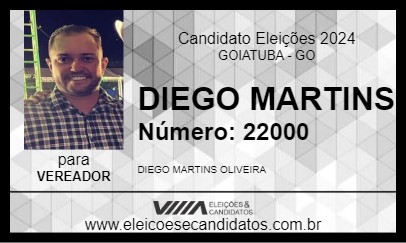 Candidato DIEGO MARTINS 2024 - GOIATUBA - Eleições