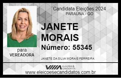 Candidato JANETE MORAIS 2024 - PARAÚNA - Eleições