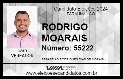 Candidato RODRIGO MORAIS 2024 - PARAÚNA - Eleições