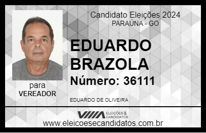 Candidato EDUARDO BRAZOLA 2024 - PARAÚNA - Eleições