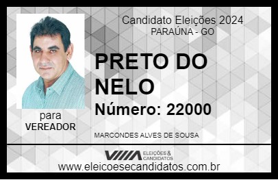 Candidato PRETO DO NELO 2024 - PARAÚNA - Eleições