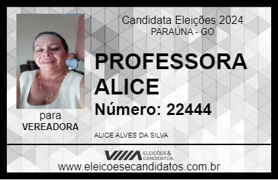 Candidato PROFESSORA ALICE 2024 - PARAÚNA - Eleições