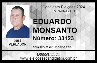 Candidato EDUARDO MONSANTO 2024 - PARAÚNA - Eleições