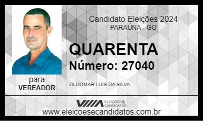 Candidato QUARENTA 2024 - PARAÚNA - Eleições